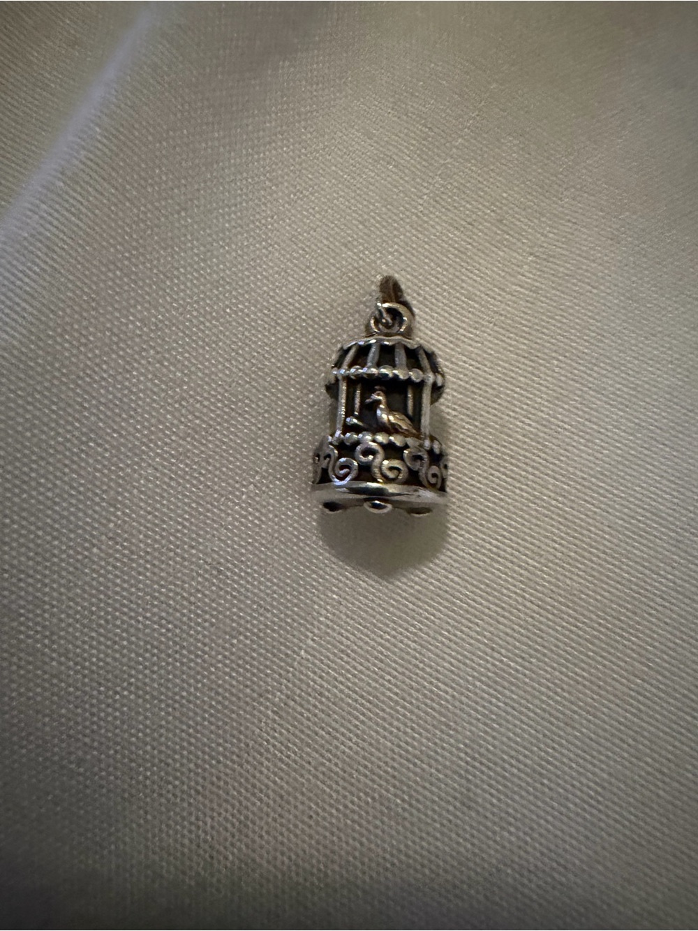 Pandora Retired Silver Birdcage Charm with 14 kt songbird